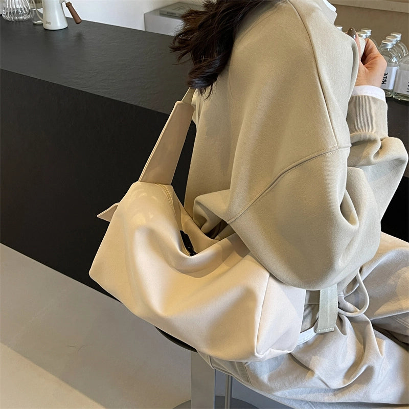 Women's Medium Cloth Solid Color Basic Zipper Crossbody Bag