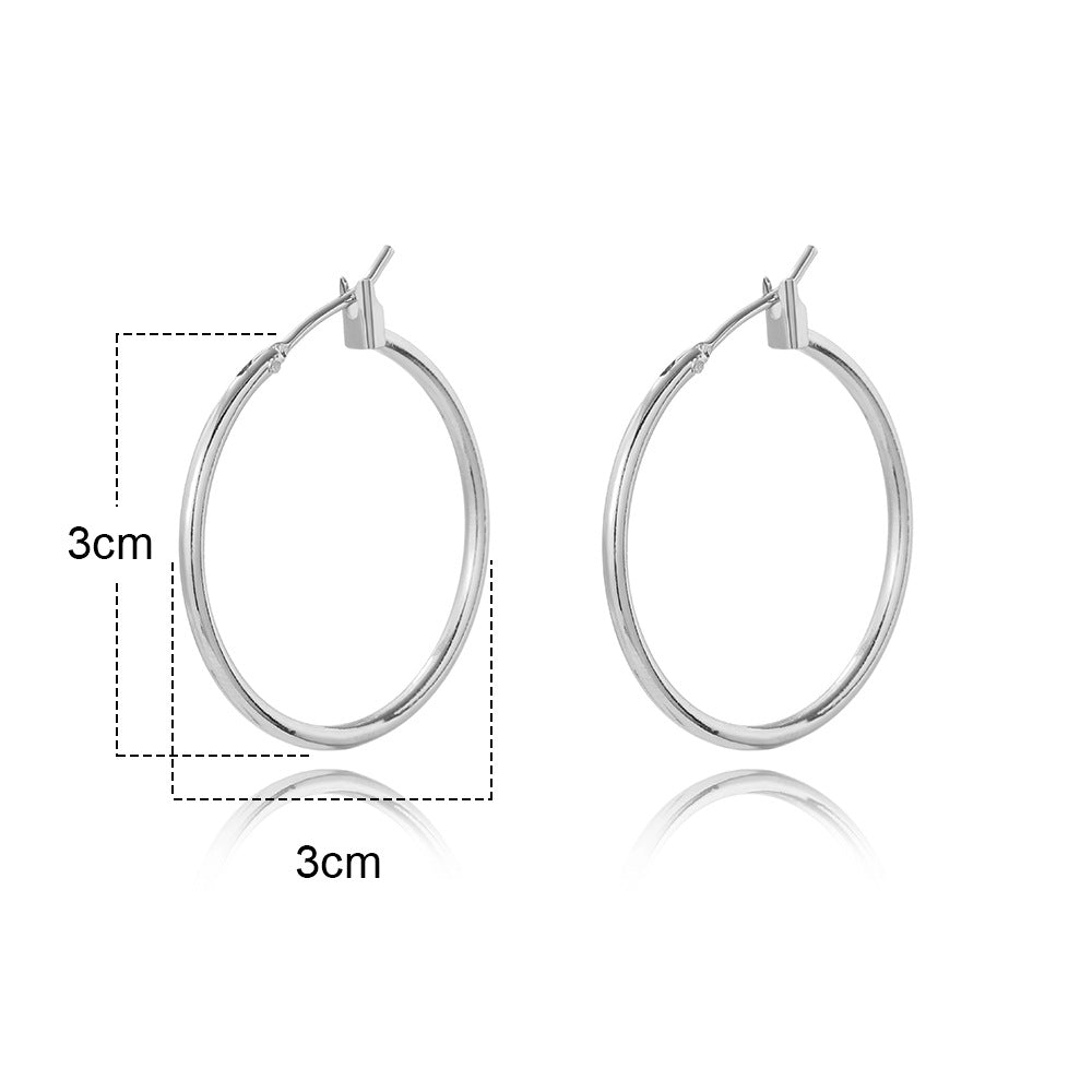Round Geometric Copper Electroplating Earrings