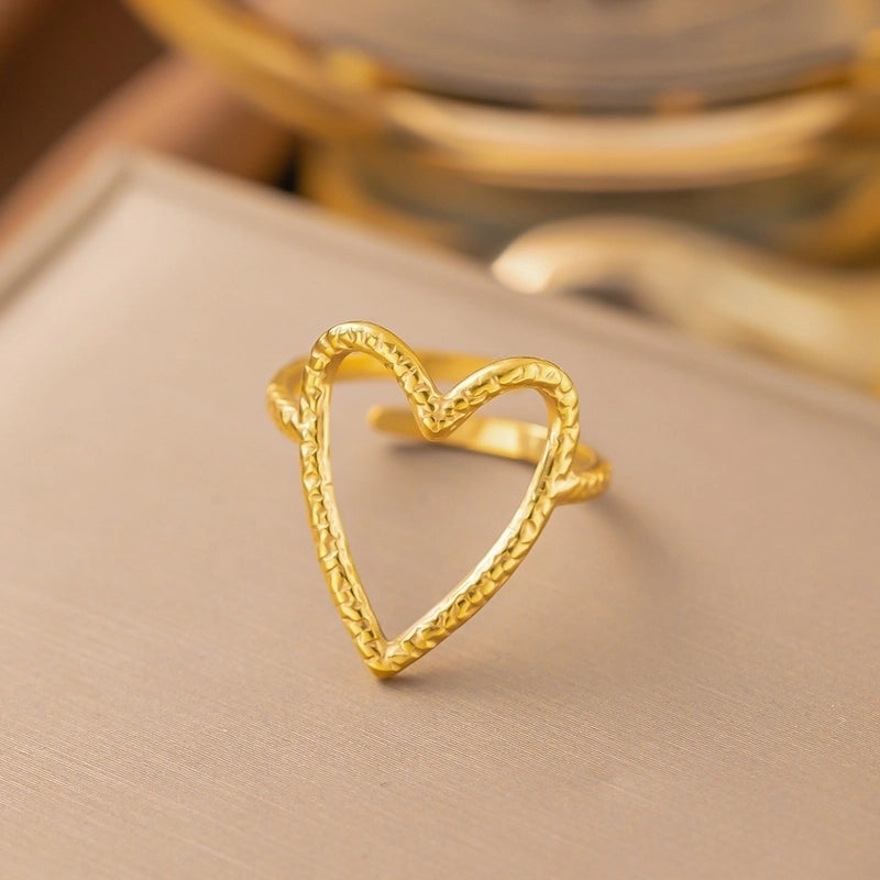 Minimalist Heart Shape Titanium Steel Plating Rings