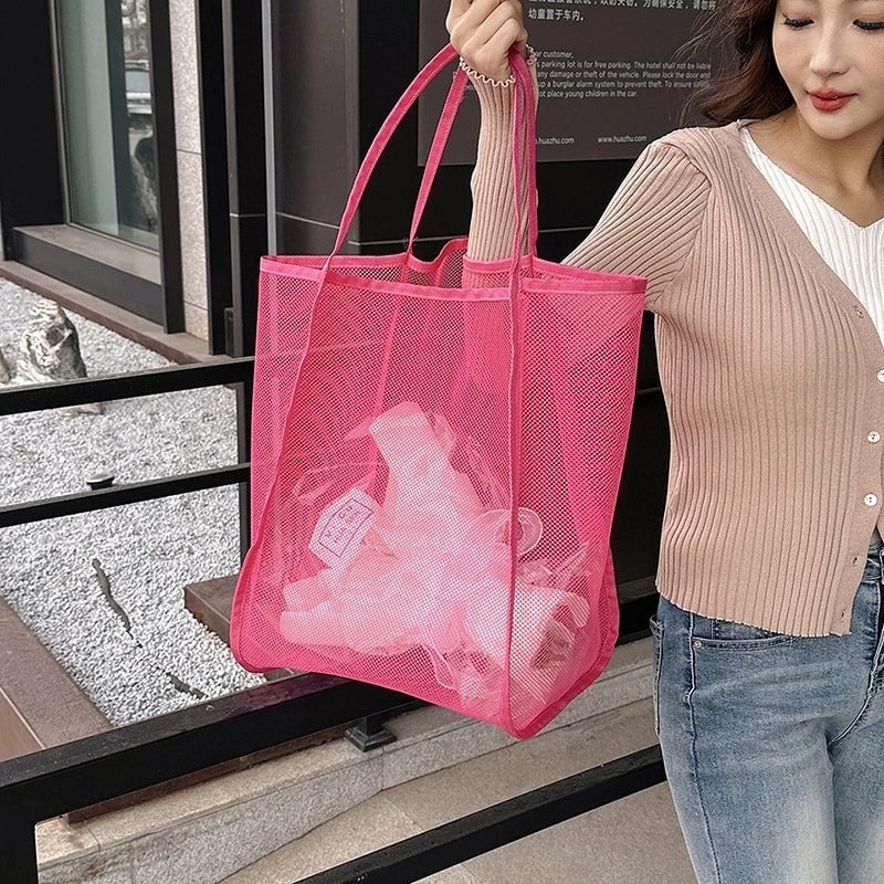 Women's Large Gauze Solid Color Basic Classic Style Open Tote Bag