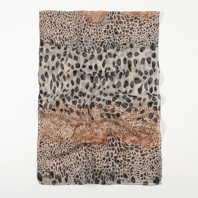 Women's Fashion Leopard Chiffon Patchwork Silk Scarves