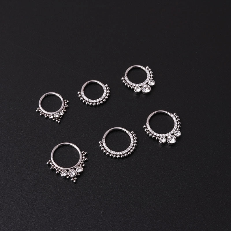 316 Stainless Steel  Fashion Inlaid Zircon Geometric Nose Ring