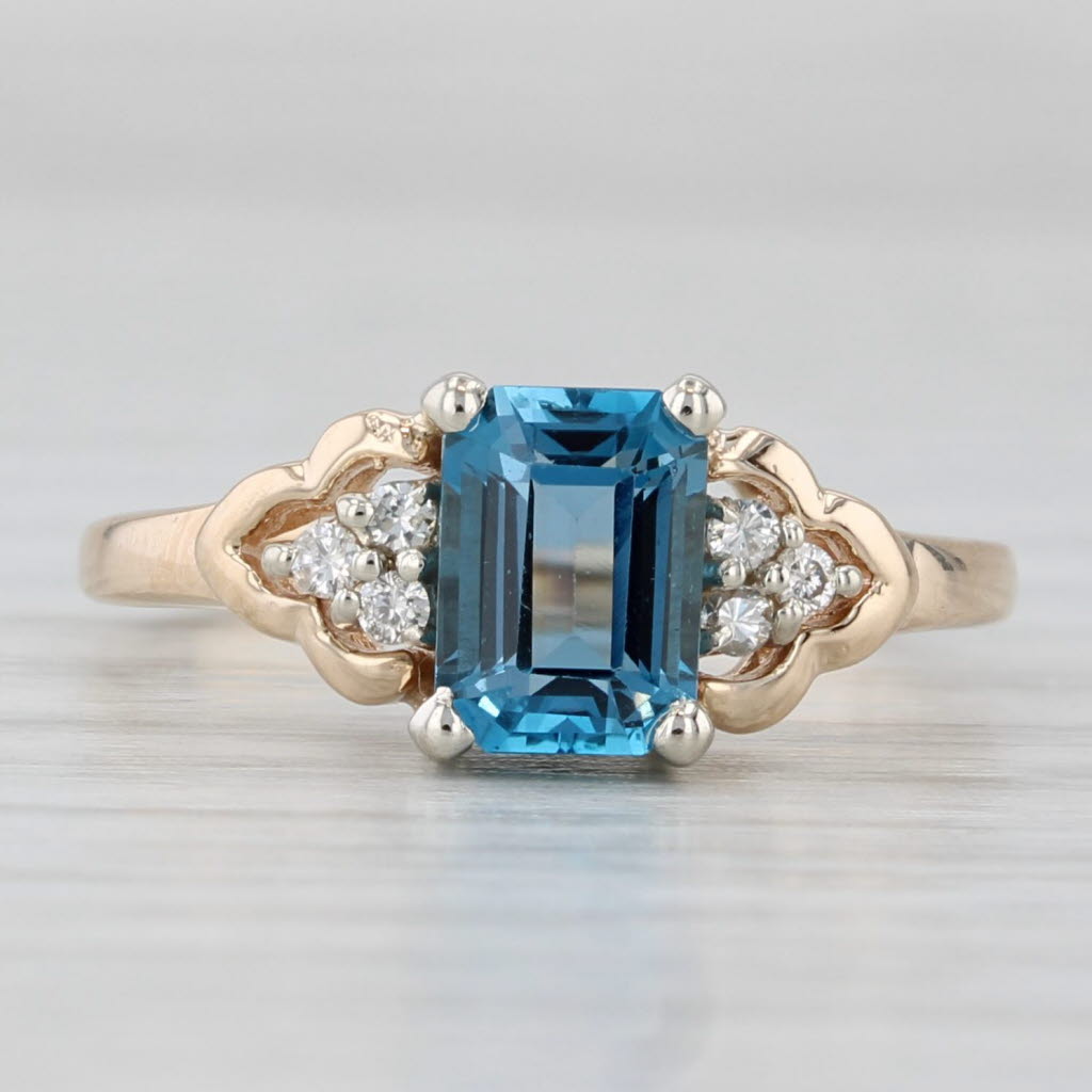 1.43ctw Blue Topaz Diamond Ring 14k Yellow Gold Size 6.25