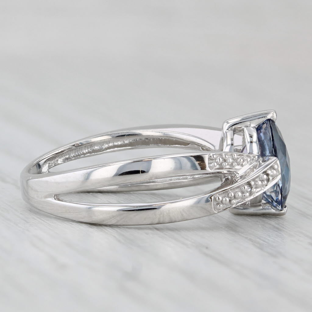 2.10ct Blue Mystic Topaz Ring 10k White Gold Size 8 Diamond Accents