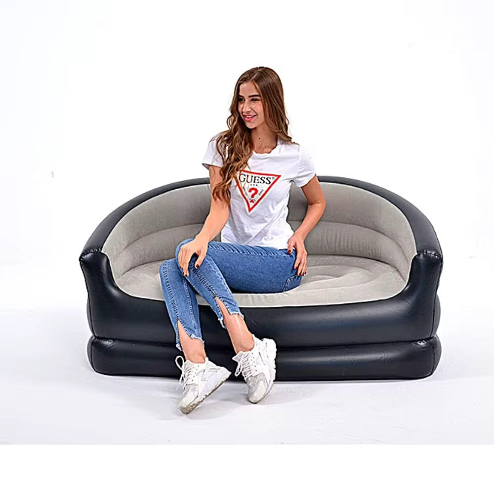 Inflatable 2 Seater Couch Blow Up Air Sofa with Comfort Flocked Surface for Indoor/Outdoor. Camping. Living Room