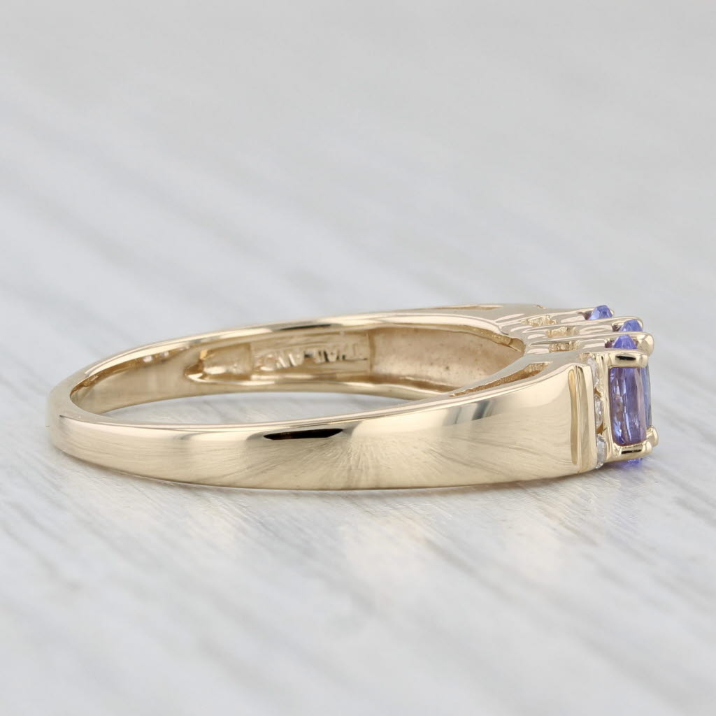0.79ctw Tanzanite 3-Stone Diamond Ring 14k Yellow Gold Size 7