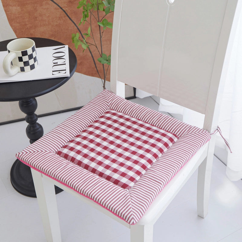 Minimalist Plaid Polyester Seat Cushion