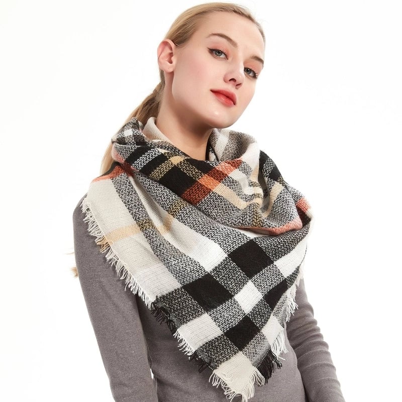 Autumn And Winter Imitation Cashmere Qicaigei Square Scarf Triangular Binder Scarf Women's Neck Warmer Shawl