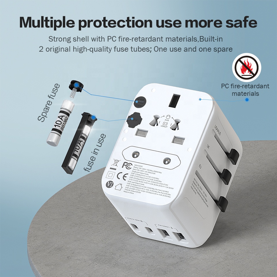 5.6A 28w worldwide universal travel adapter charger multi plug socket travel adaptor