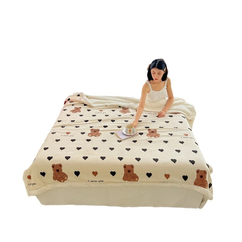 Casual Elegant Animal Heart Shape Milk Fiber Blanket Bedding