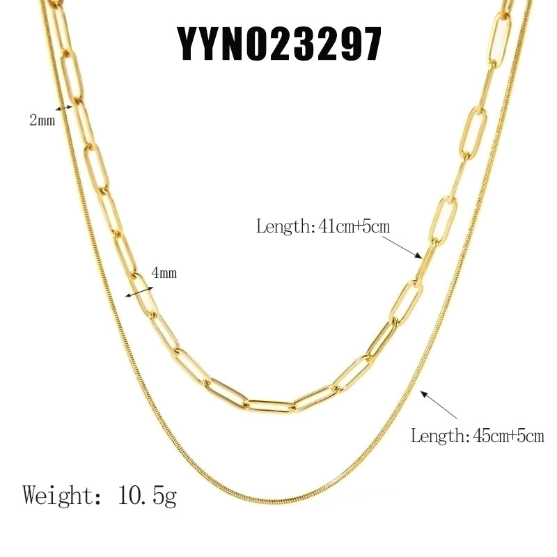 201 Stainless Steel 18K Gold Plated Modern Style Minimalist Streetwear Plating Solid Color Double Layer Necklaces