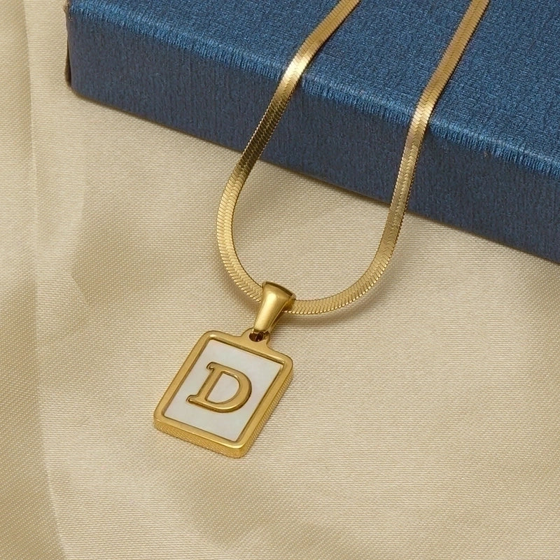 Stainless Steel 18K Gold Plated Casual  Plating Inlay Letter Shell Pendant Necklace