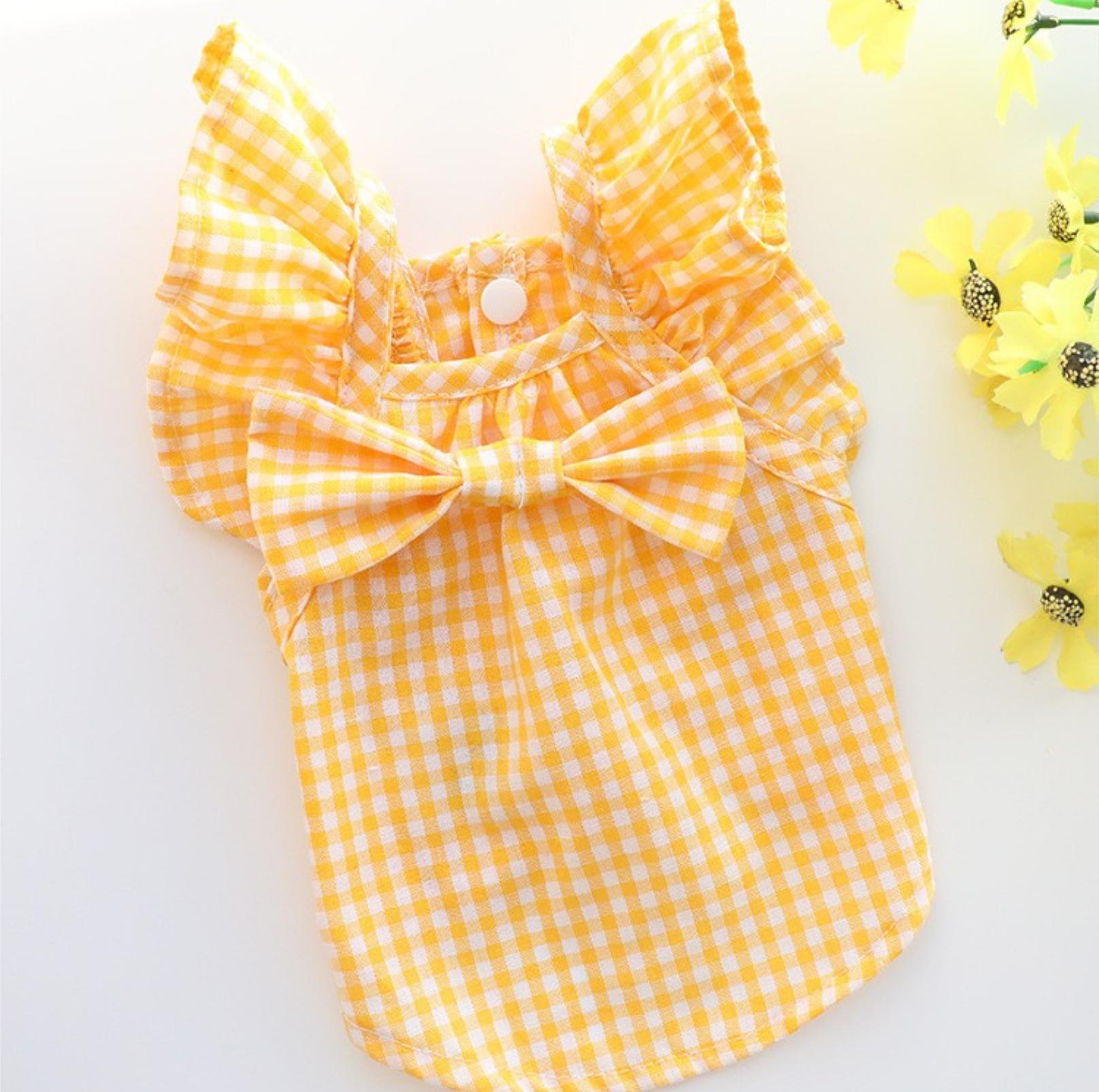 Pet Yellow Checkered Dress