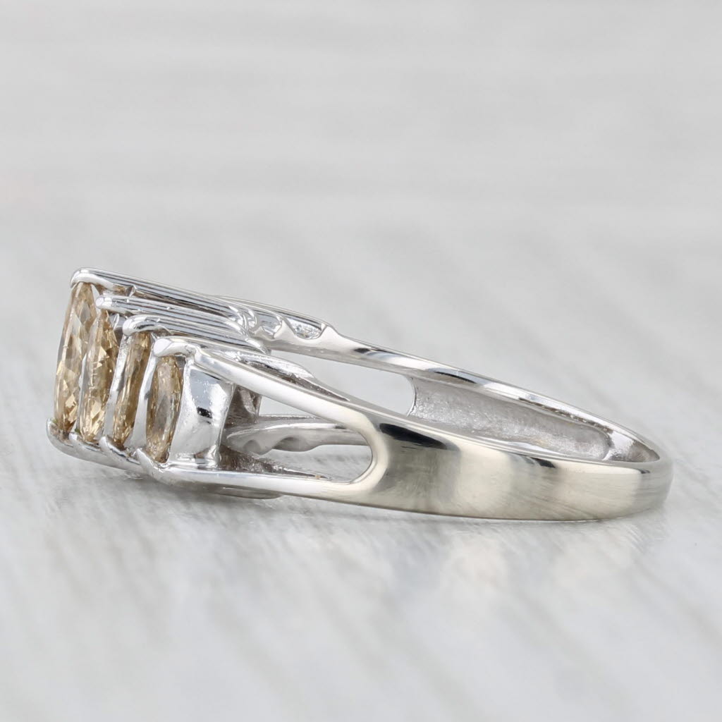 1.06ctw Champagne Diamond Tiered Rooftop Ring 14k White Gold Size 6.25 Stackable
