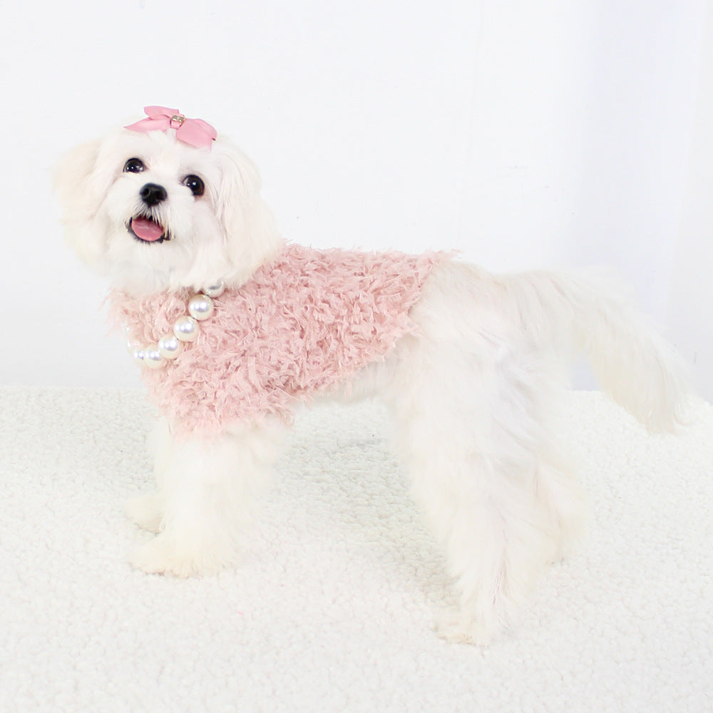 Tassel Faux Fur Dog Sweater&Hat