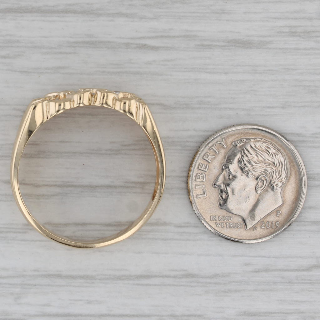 0.10ctw Diamond Nugget Ring 10k Yellow Gold Size 10.75 Men's