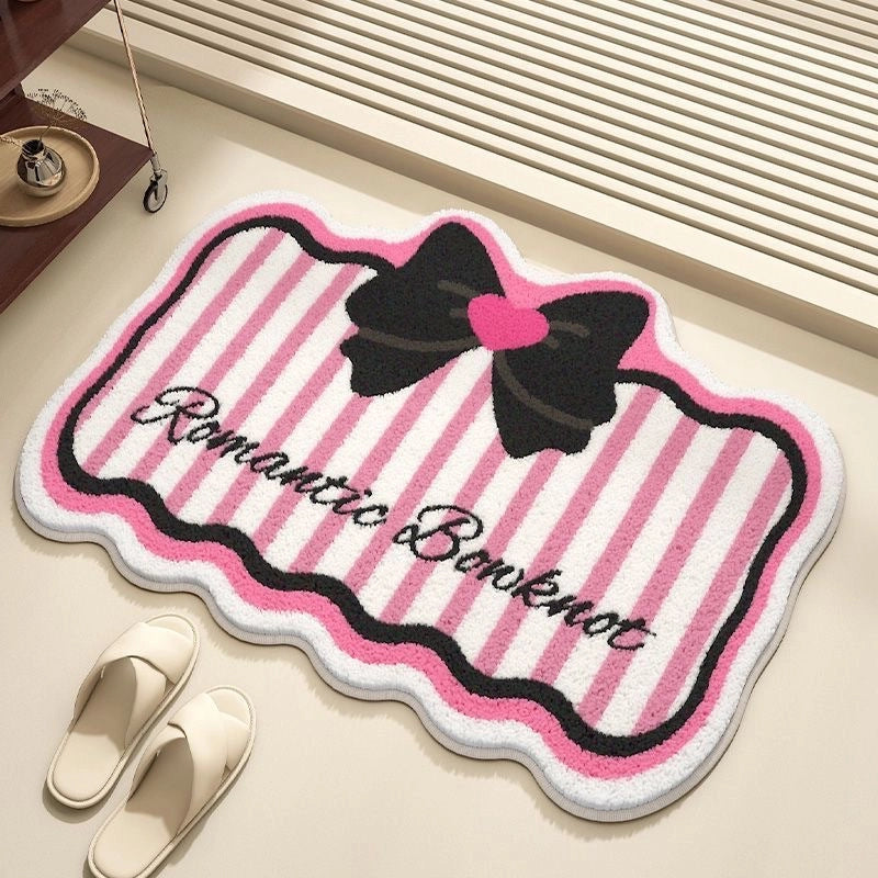 Cute Bow Knot Polyester Floor Mat Bathing