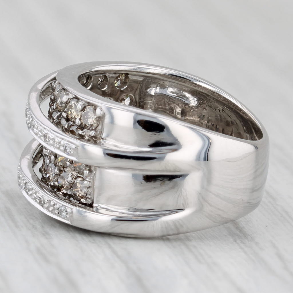 1.15ctw Pave Diamond Overlay Ring 14k White Gold Size 5.75 Cocktail