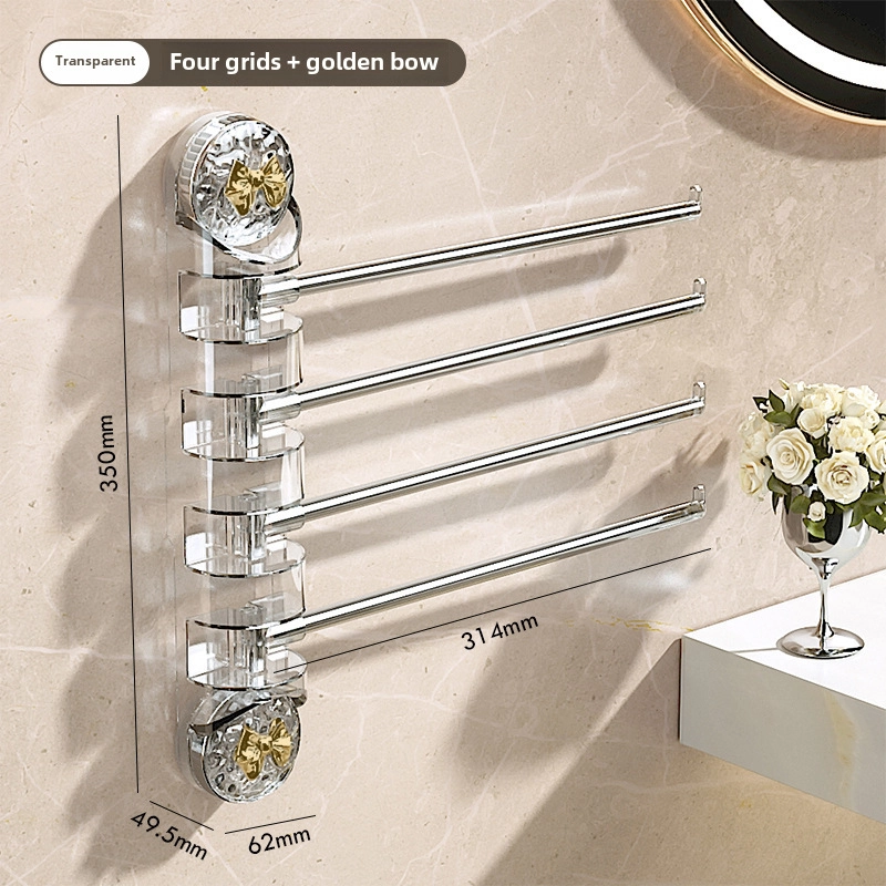 Suction Cup Towel Rack Internet Celebrity Punch-free Wall-mounted Rotating Rack Bathroom Towel Bar Multi-bar Multi-function Rack