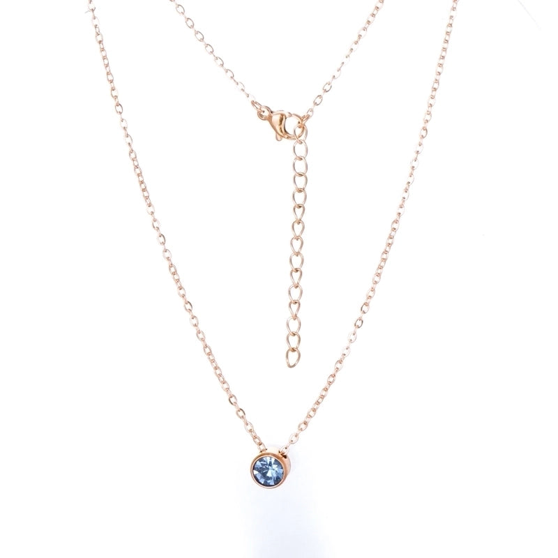 Stainless Steel 18K Gold Plated Rose Gold Plated IG Style Plating Inlay Round Birthstone Pendant Necklace