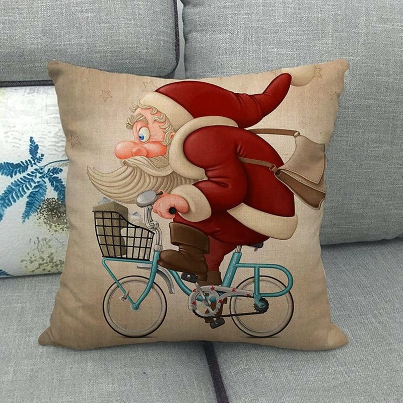 Christmas Modern Style Classic Style Christmas Tree Santa Claus Dog Linen Pillow Cases Couch & Sofa Decor