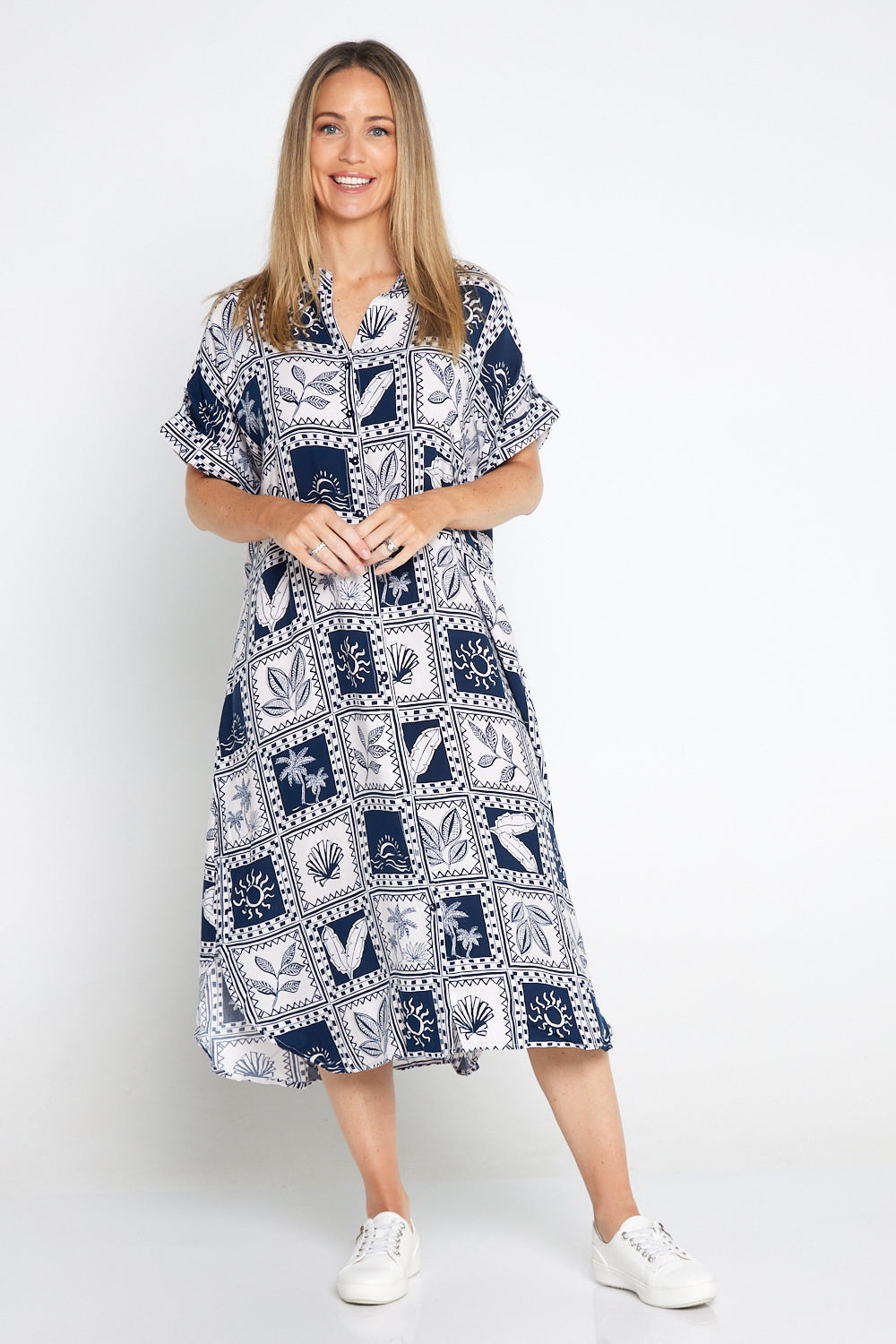 Seabreeze Dress - Navy/White Postcard