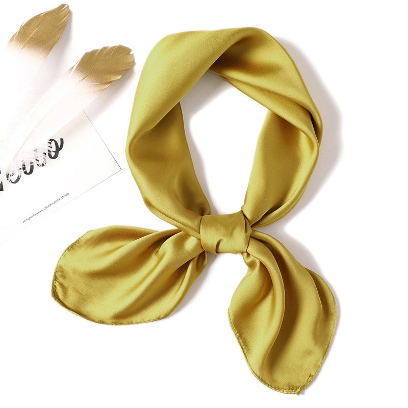 Simple Solid Color Scarf Women's Silk Small Square 70cm Basic Matching Shirt Professional Scarf Tie Hair