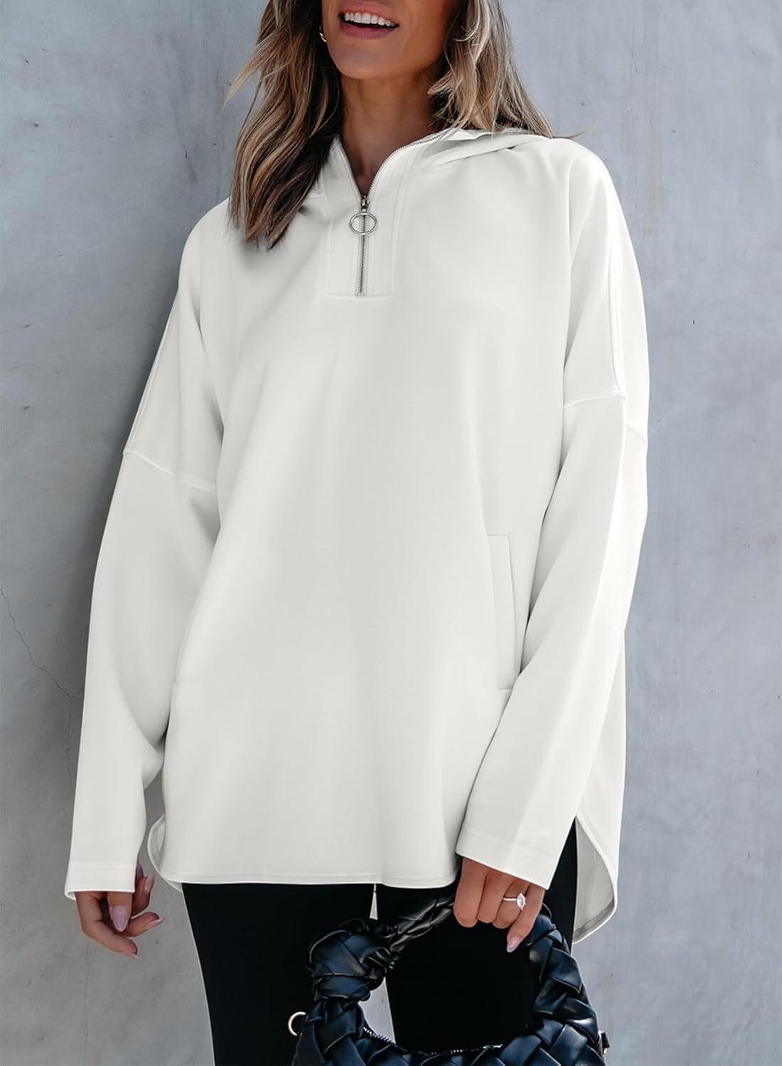 FINAL SALE⚡5 Packs for $25.95⚡- Women's Oversized Hoodies Casual Long Sleeve Half Zipper Pocket Sweatshirt Pullover Tops