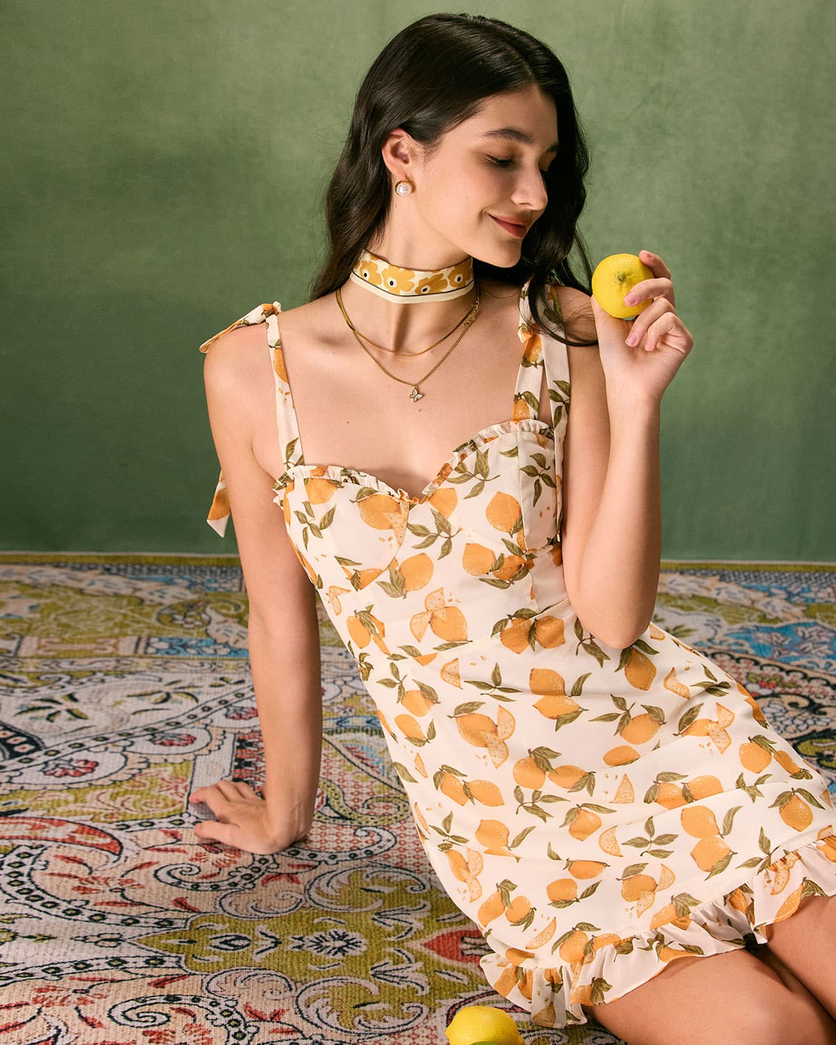 The Yellow Sweetheart Neck Lemon Mini Dress