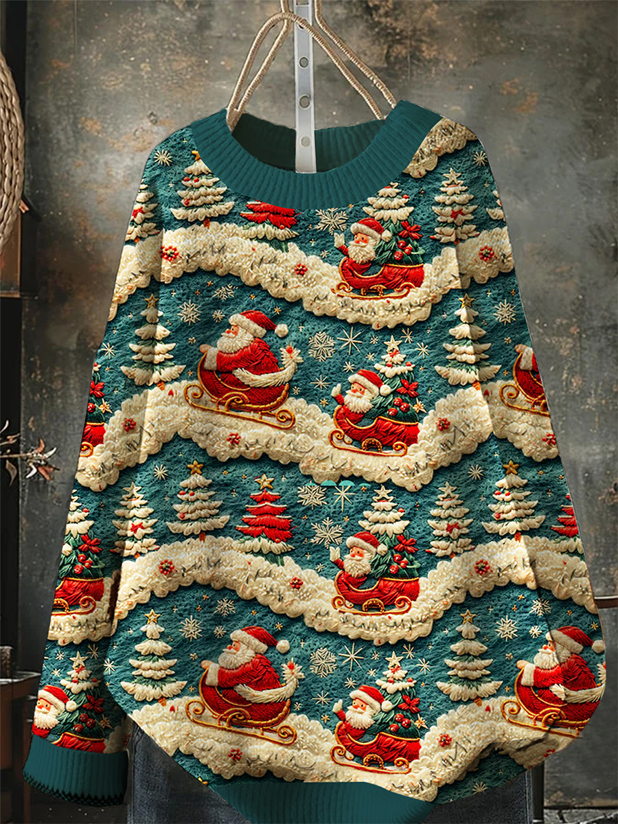 Vintage Santa Print Sweater