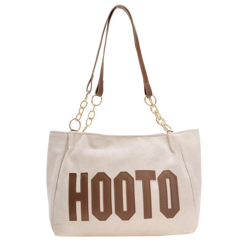 Women's Large Flannel Letter Streetwear Square Zipper Tote Bag