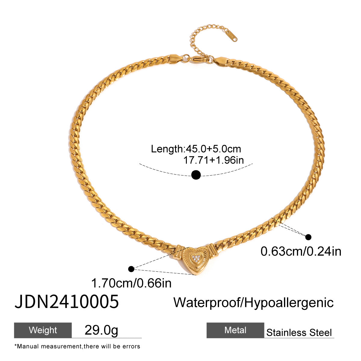 Stainless Steel Diamond Heart Necklace Niche Retro Clavicle Chain Titanium Steel Necklace