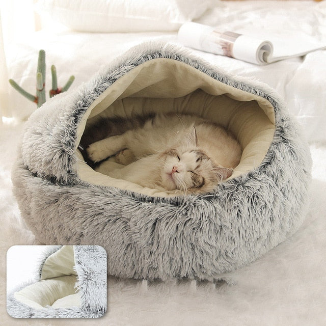 Round Plush Warm Dog Cat Bed House