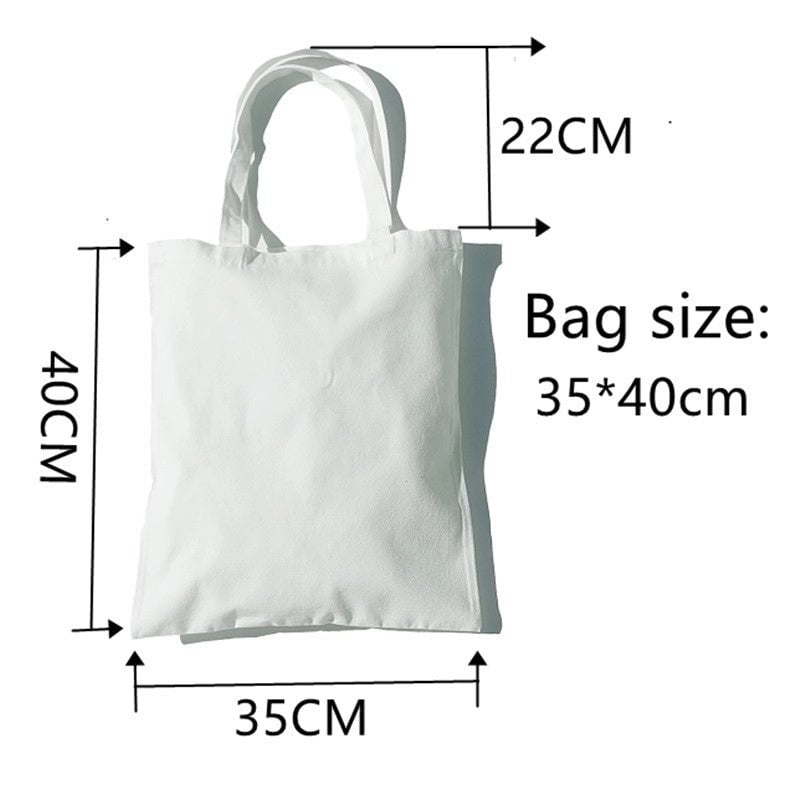Women's Large Canvas Printing Flower Butterfly Streetwear Square Open Canvas Bag