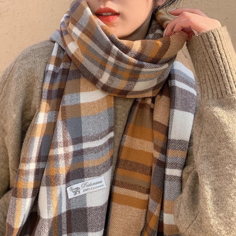 Imitation Cashmere Scarf Winter Women's  Sweet Mid-length Scarf Warm Printed Scarf Women's Scarf Shawl