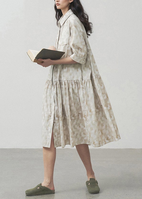 Original Peter Pan Collar Tie Dye Print Shirt Dress Summer
