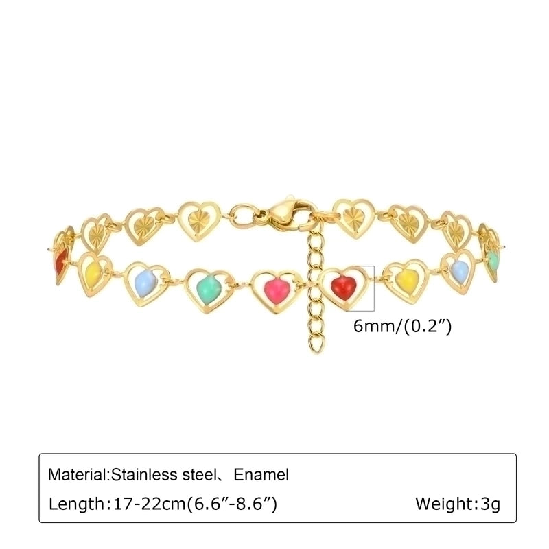 Vacation Beach Sweet Cherry Heart Shape Flower 201 Stainless Steel 18K Gold Plated Bracelets In Bulk