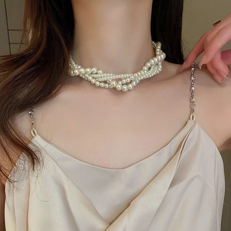 Round Pearl Plating Women's Necklace