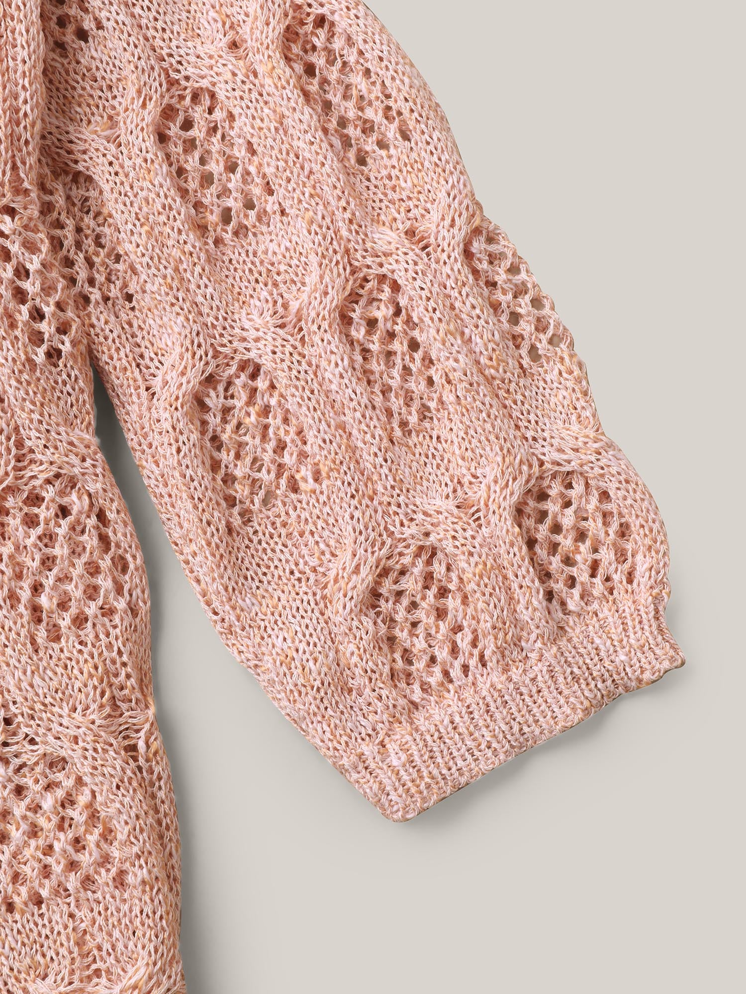 Textured Cut-Out Ribbed Hem Pullover