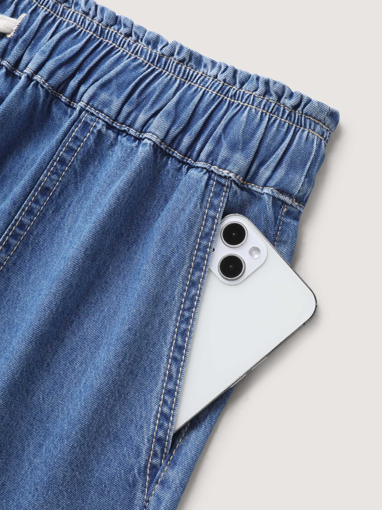 Cotton Stretchy Waist Drawstring Classic Denim Shorts