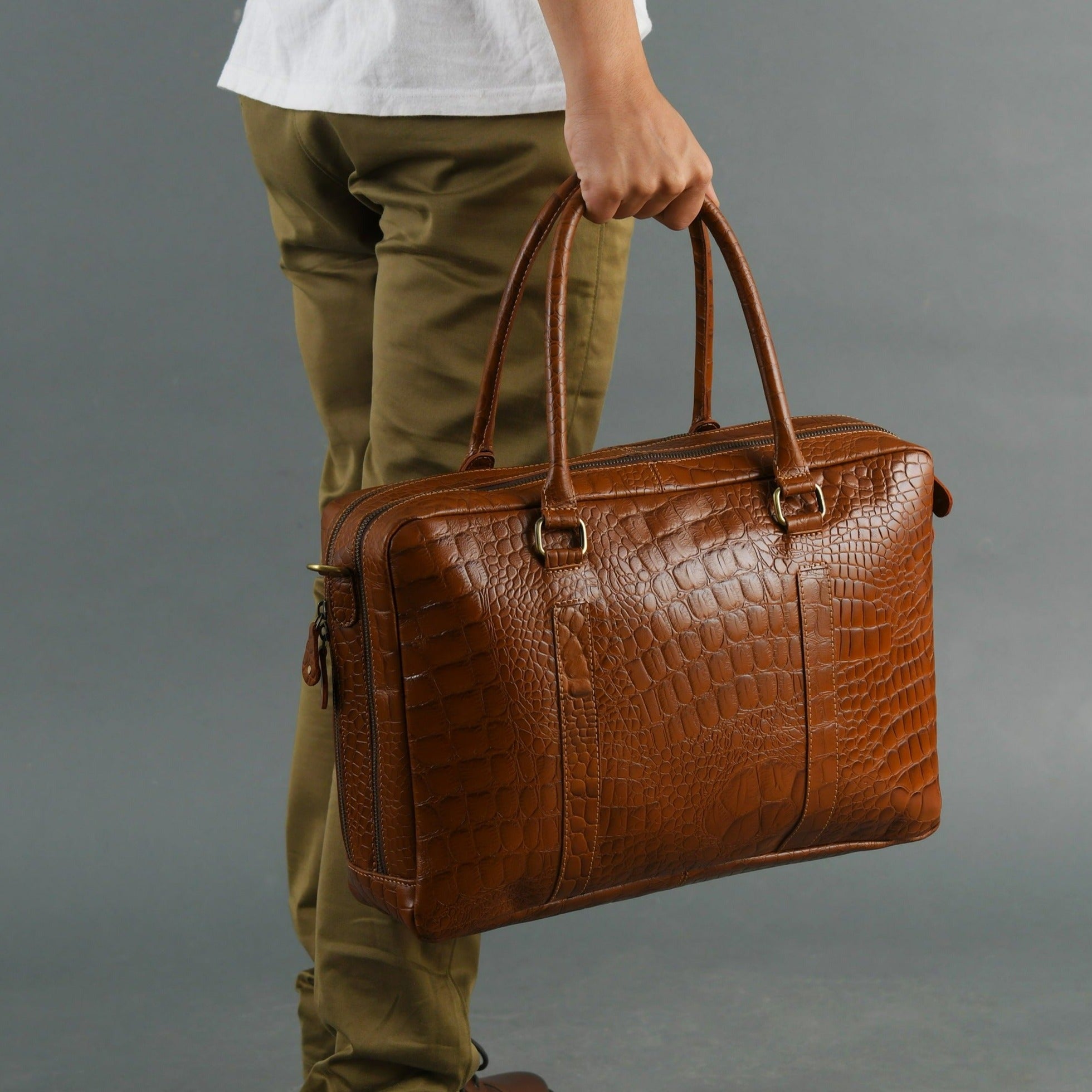 Premium Buffalo Leather Laptop Office Briefcase