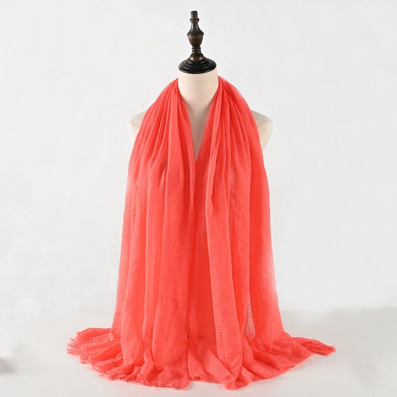 Women's Vacation Minimalist Solid Color Cotton Silk Scarf