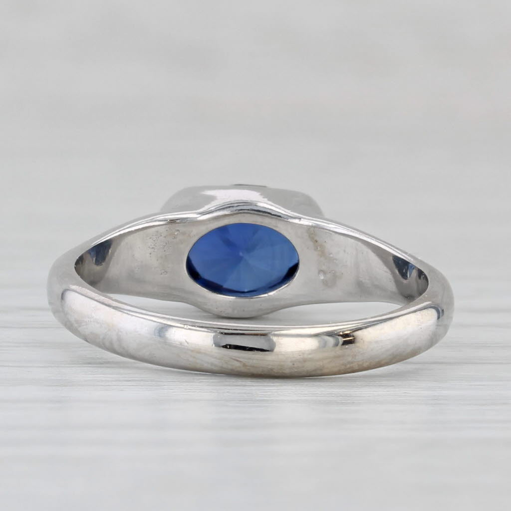 1.60ct Lab Created Blue Sapphire 14k White Gold Size 7.75