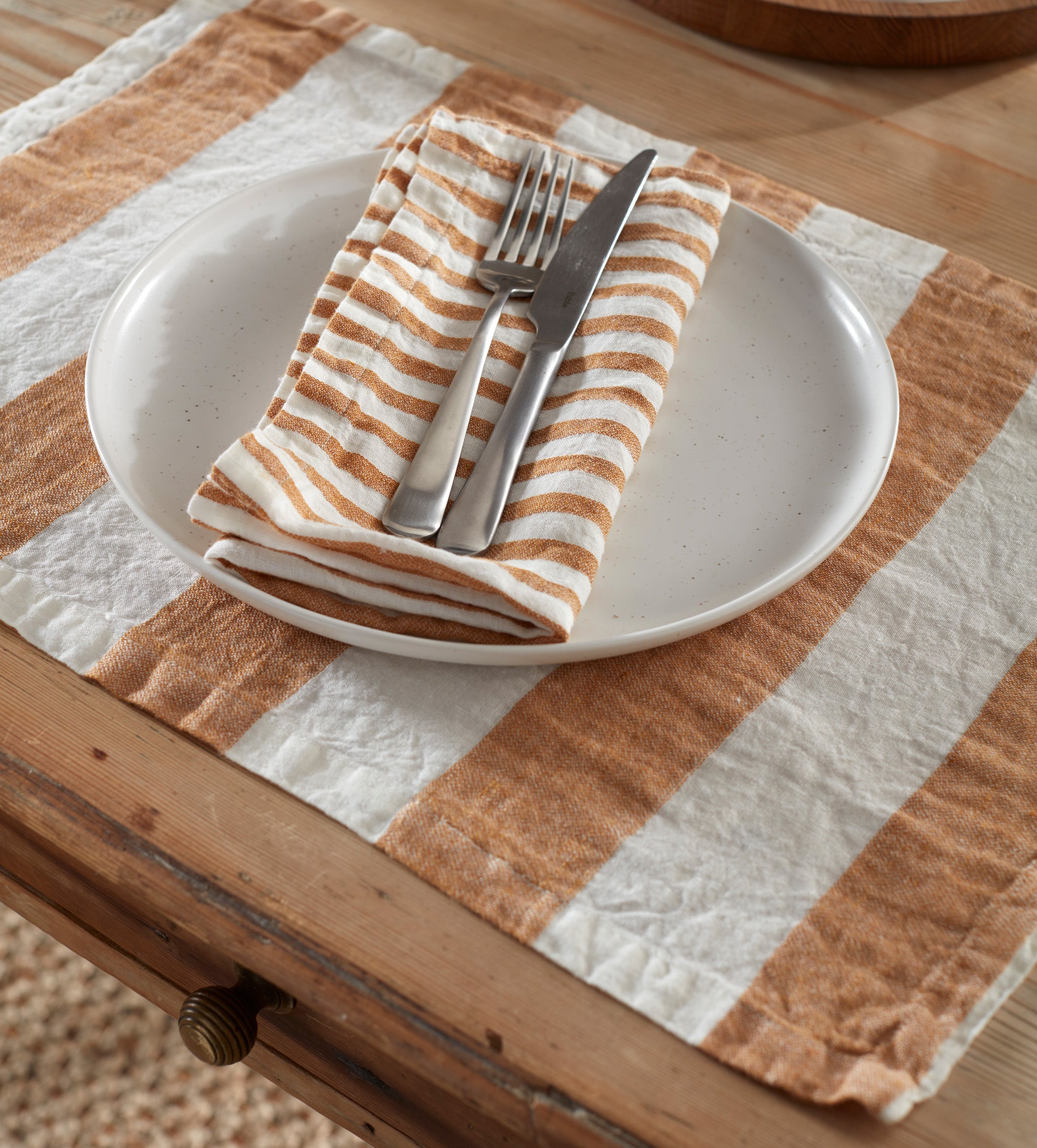 Wide Stripe 100% Linen Placemats - Set of 2