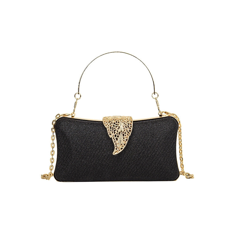 Silver Black Gold PVC Resin Fabric Solid Color Square Evening Bags