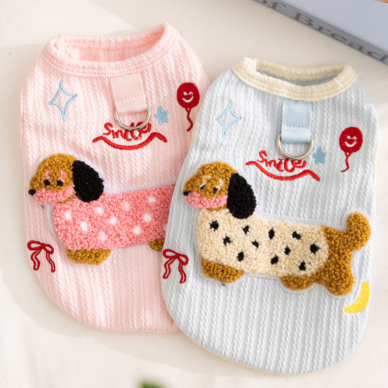 Cute Towel Dog Pattern Dog Vest Harness