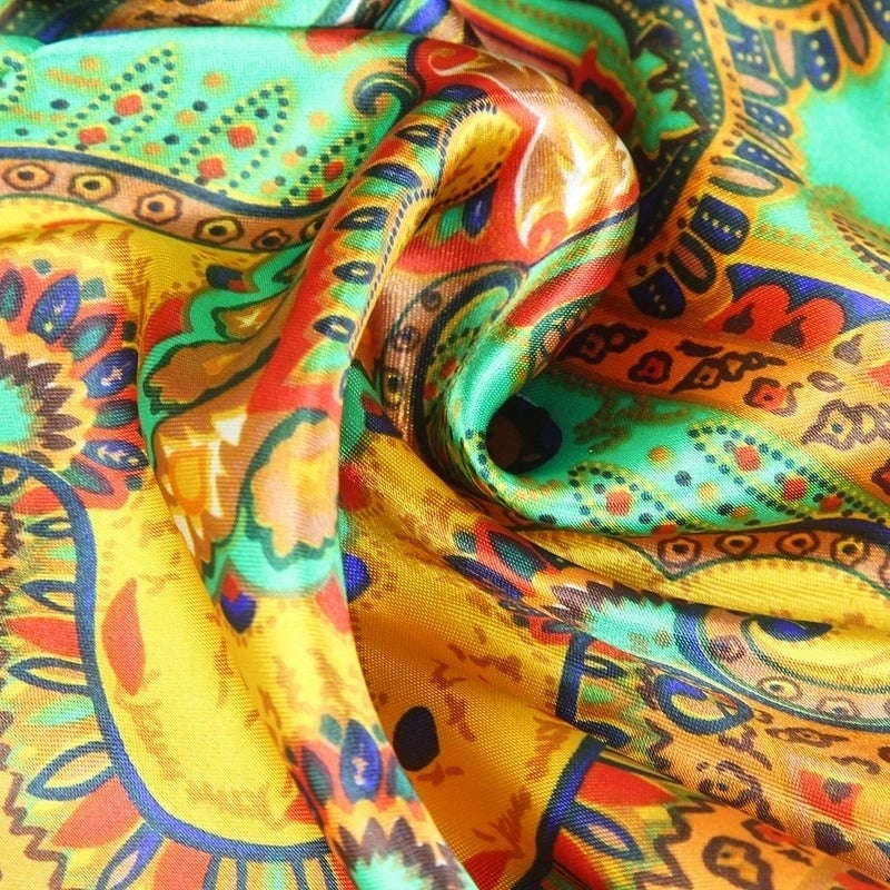 Women's Minimalist Cashew Nuts Satin Printing Silk Scarf Kerchief