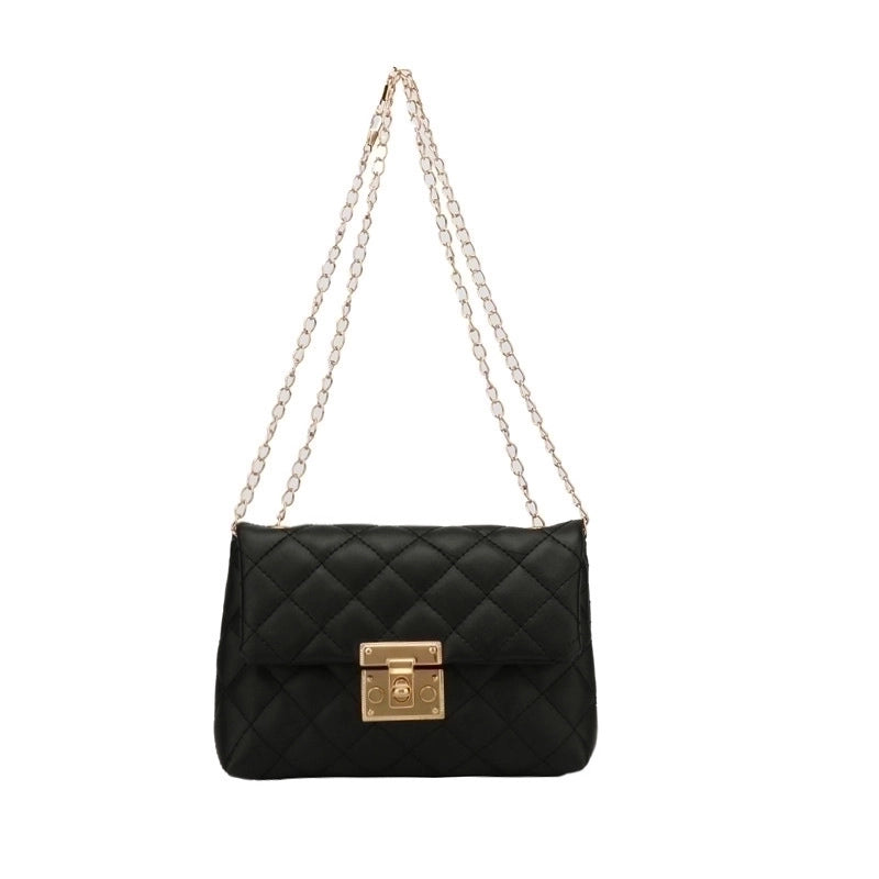 Women's Small Pu Leather Solid Color Fashion Square Lock Clasp Crossbody Bag