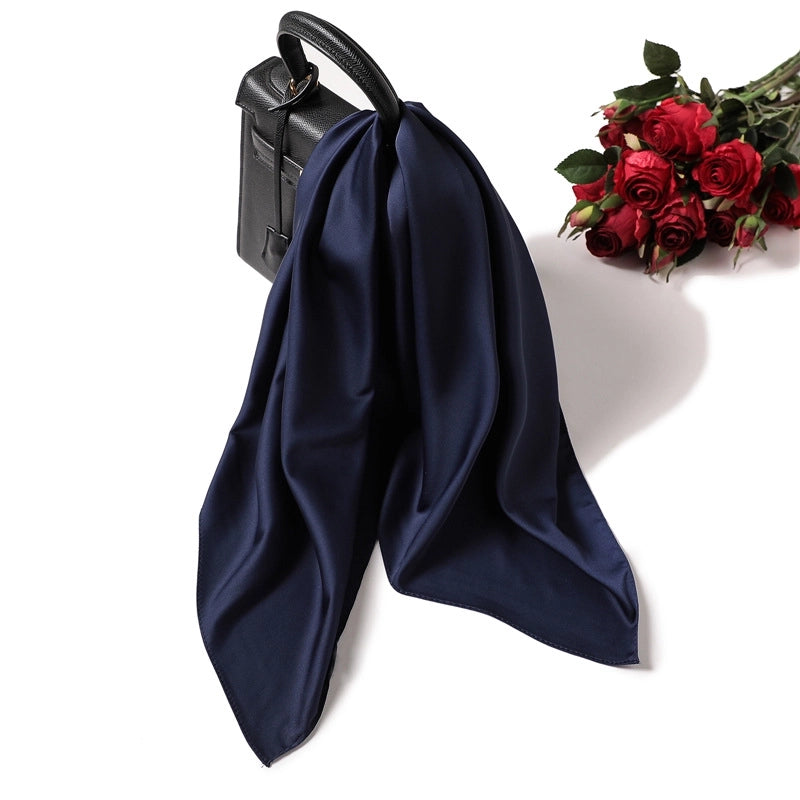 Simple Solid Color Scarf Women's Silk Small Square 70cm Basic Matching Shirt Professional Scarf Tie Hair