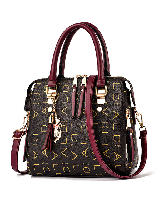 Casual Letter Print Zipper Simpel Shoulder Bag